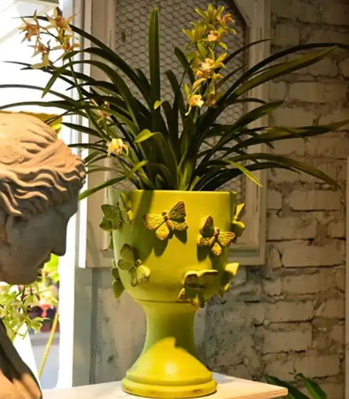 Plant Pot Planter Decorated with Butterflies 30 cm (11.8 in) Resin