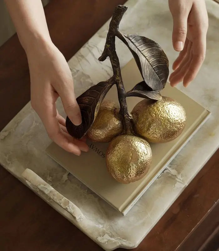 Lemon Tree Decorative Sculpture – Resin Botanical Fruit Ornament