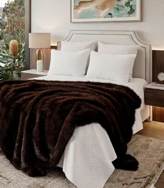 Faux Fur Throw Blanket Plush Faux Fur Throw Chocolate Brown