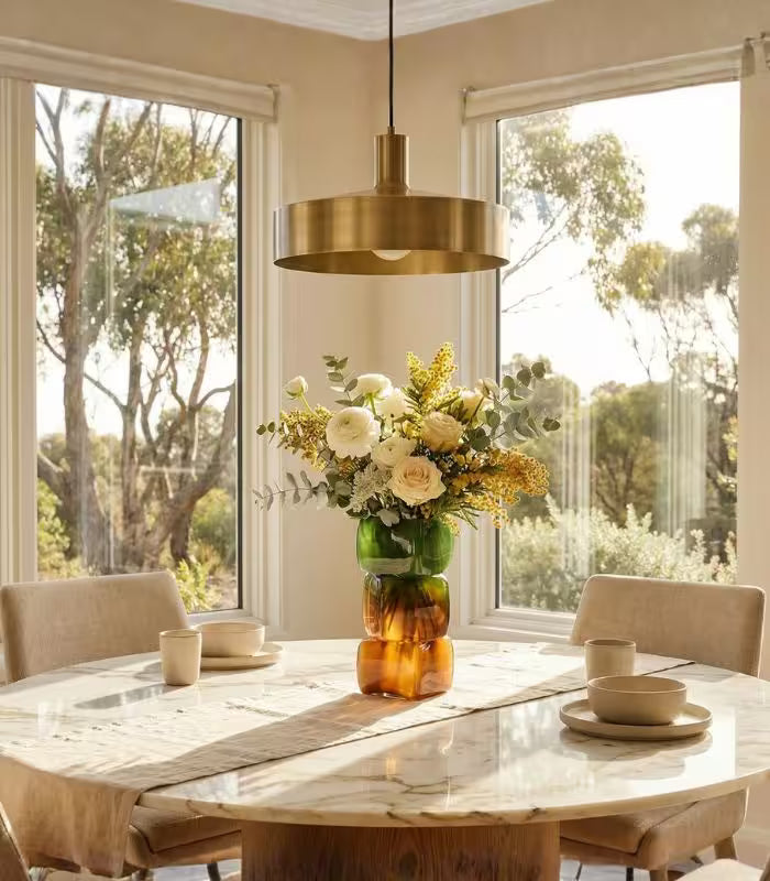 Handcrafted Stacked Glass Vase – Gradient Ombre Design 30 cm