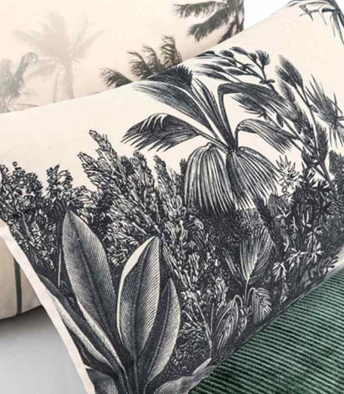 Night Jungle Velvet Cushion Cover Grey White Velvet