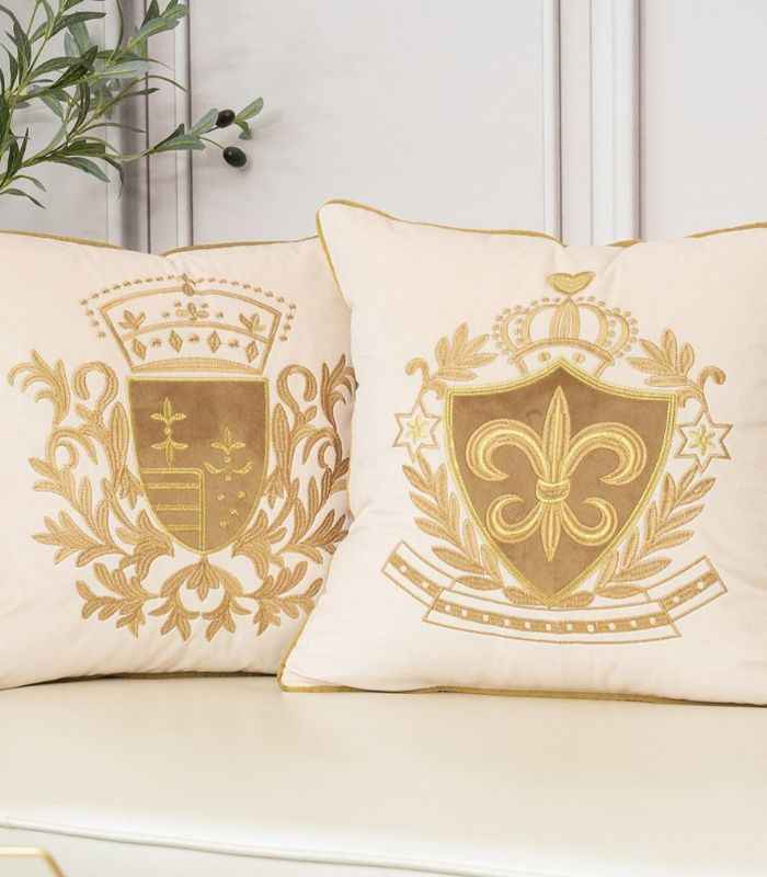 Royal Velvet Cushion Cover with Gold Embroidery 45cm