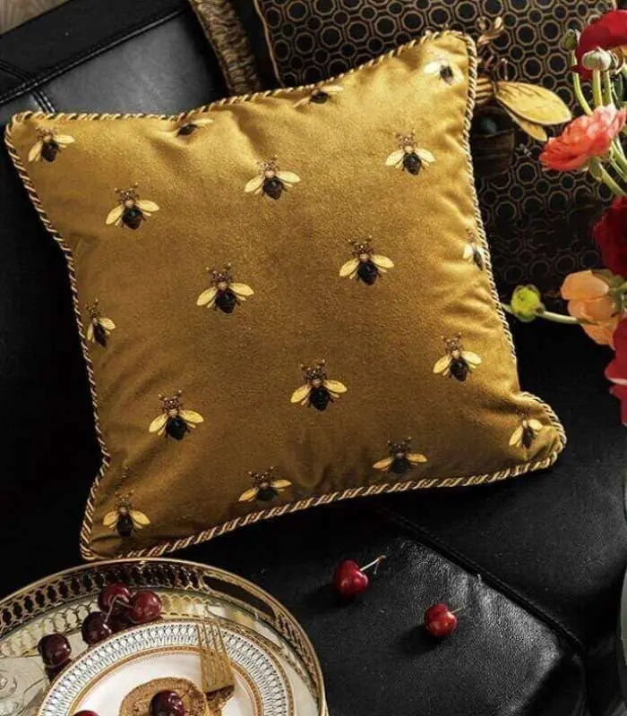 Retro Gold Cushion Cover Decorative Pillow Case Print Velvet