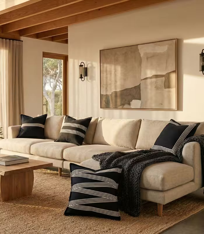 Modern Black & White Striped Cushion Cover Collection Indoor/Outdoor 45x45 cm (18x18in)