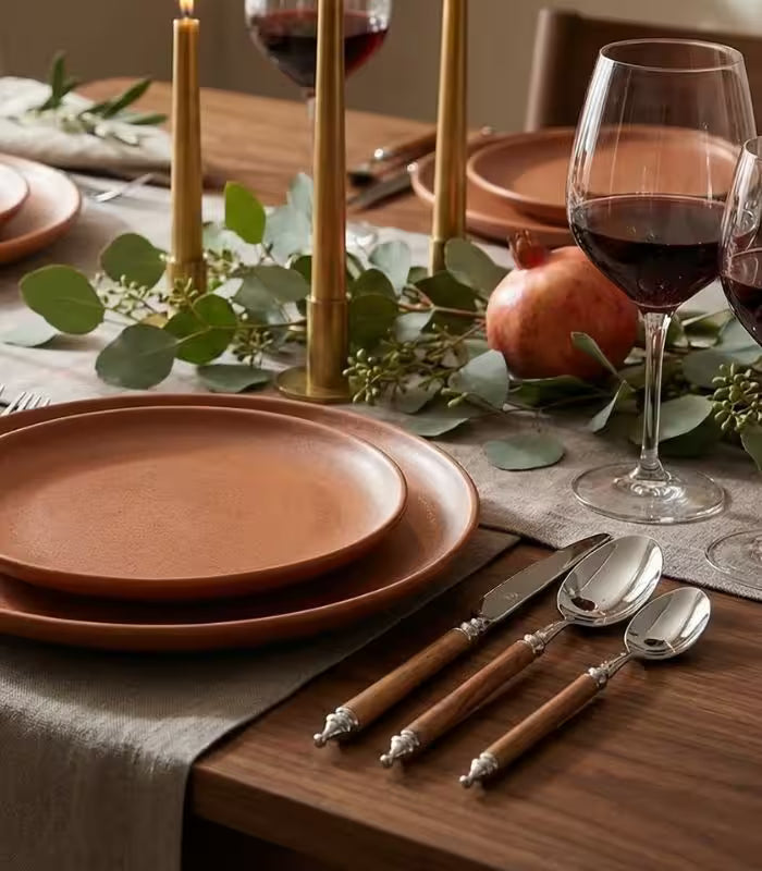 Stainless Steel Cutlery Set with Natural Wood Handles – Silver & Brown | 20-Piece or 30-Piece