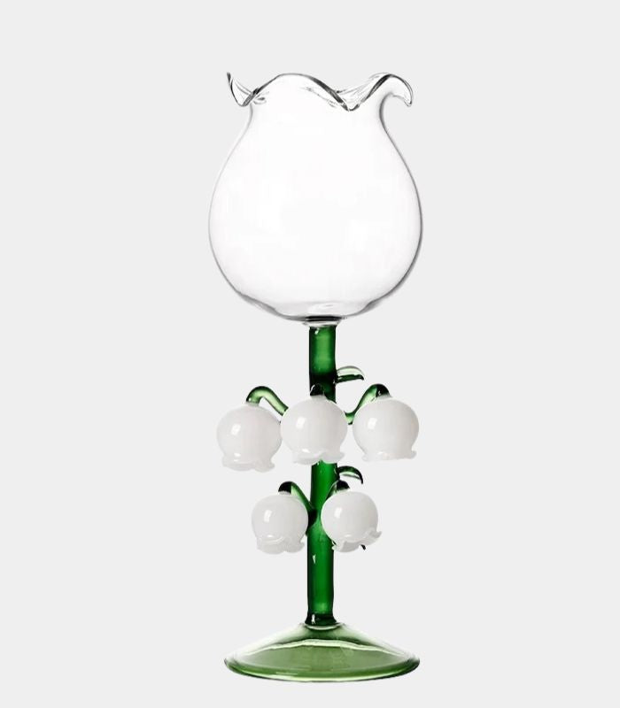 Last Aristocrat Lily of The Valley Glass Wine Champagne Glass Hand blown Glass 21 cm