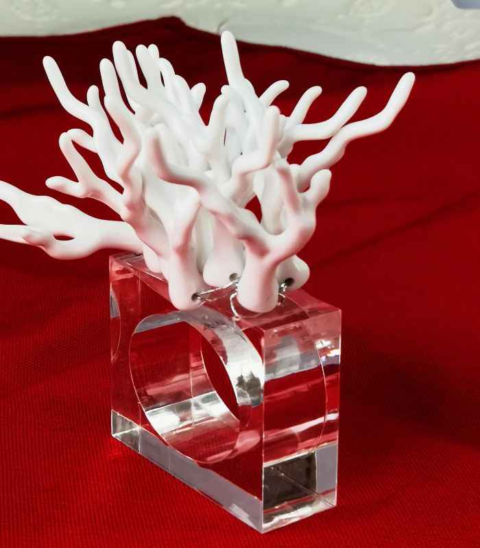 Set of 4 Acrylic Faux Coral Napkin Rings Napkin Holder 4