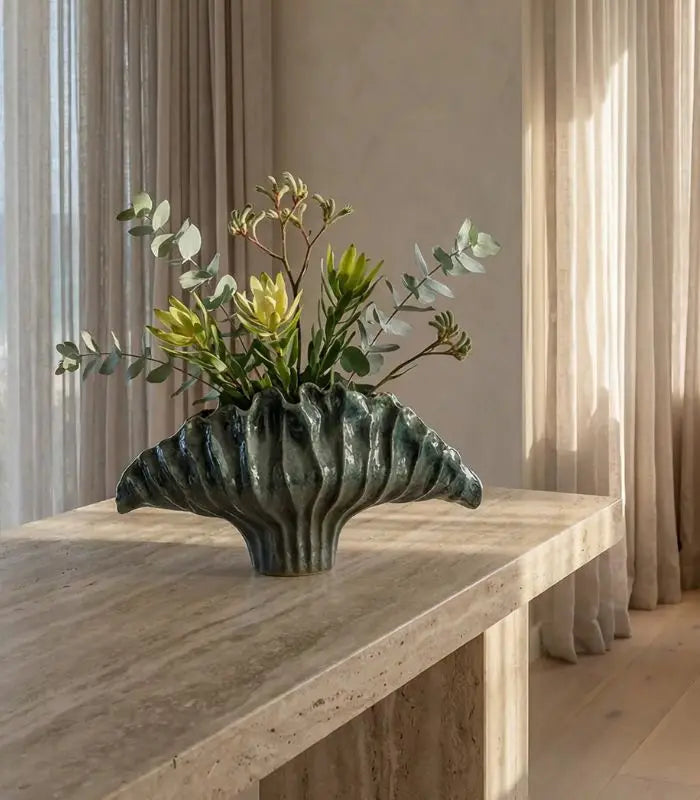 Seascape Ceramic Vase – Sculptural Shell Design