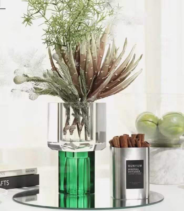 Crystal Glass Tabletop Vase Decorative 19 cm