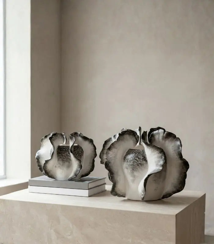 Valeria Ombre Ceramic Vase – Sculptural Black and White Gradient Design for Modern Home Décor