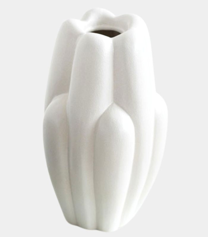 Moonlit Tulip Ceramic Vase White