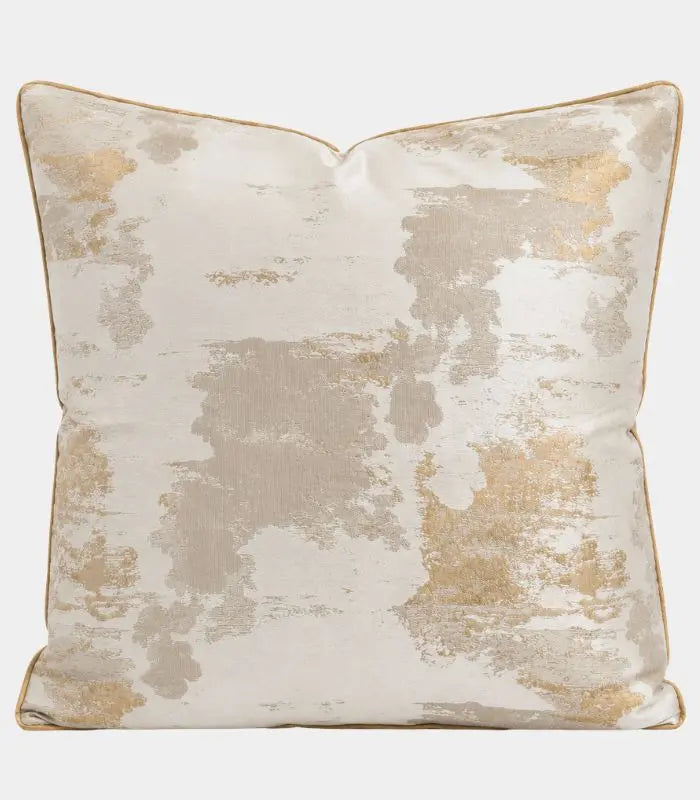 Ethereal Brushstroke Accent Pillow Cover | Handcrafted Metallic Detail Cushion