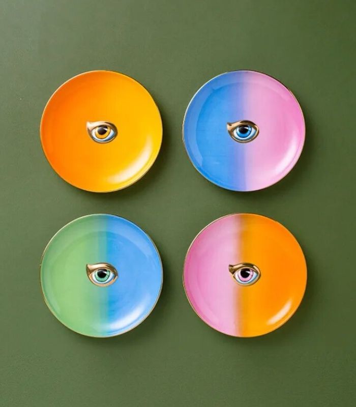 Trinket Dish Eye Jewelry Dish Ceramic Round Decorative Plate 15.5 cm