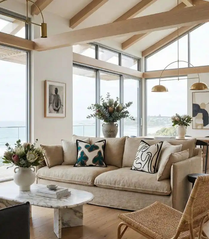 Aurora Decorative Cushion – Abstract Botanical Jacquard Design