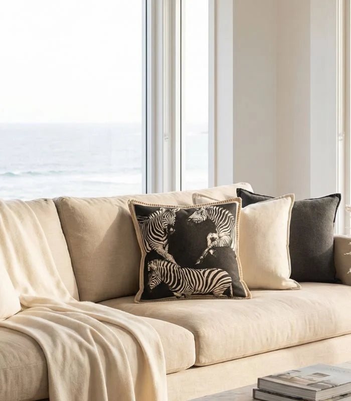 Savannah Zebra Cushion Cover – Double-Sided Woven Design 45x45 cm