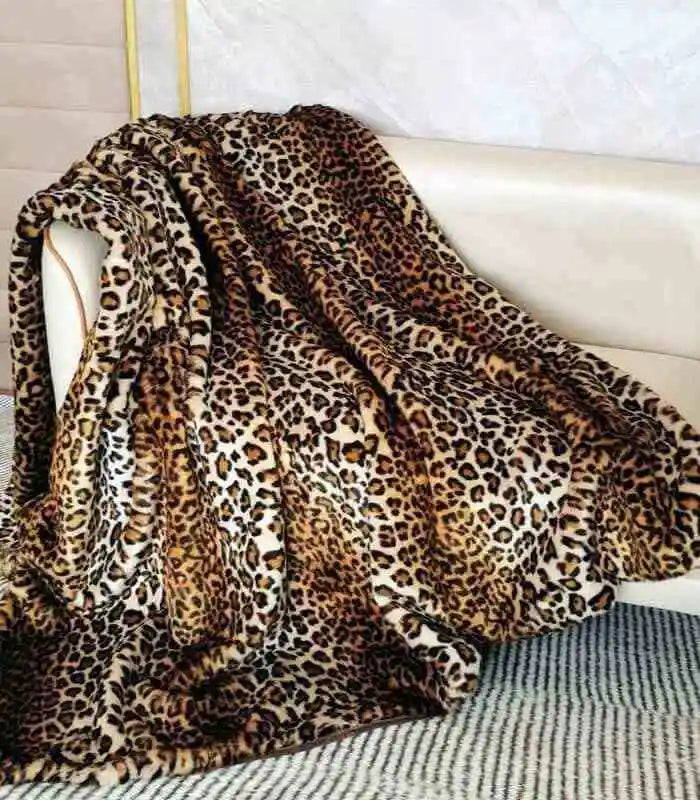 Leopard Faux Fur Blanket Throw Soft