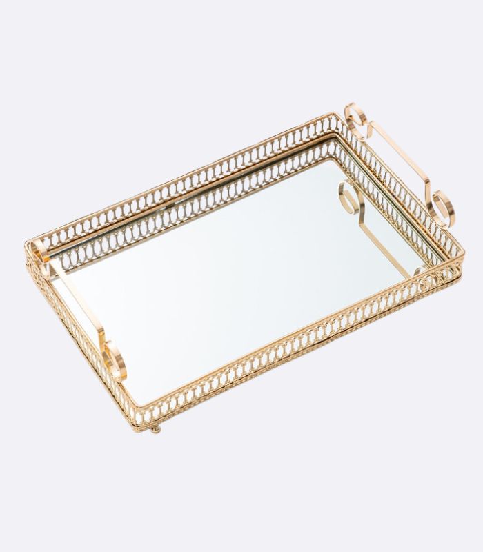 Decorative Tray Vintage Gold Mirror Metal Tray Rectangulal