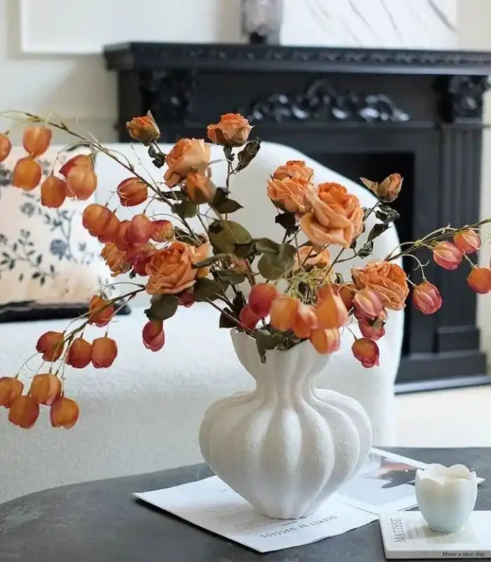 Delmara Tabletop Vase Large Textured White Ceramic