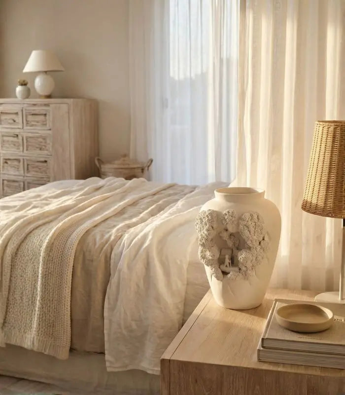 The Woodland Whispers Collection - Sculptural Ceramic Statement Vase White 30 cm