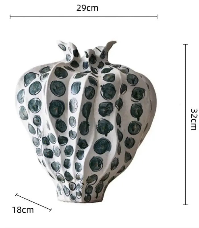 Augusta Ceramic Vase – Hand-Painted Spotted Design 32cm