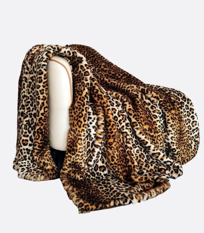 Leopard Faux Fur Blanket Throw Soft
