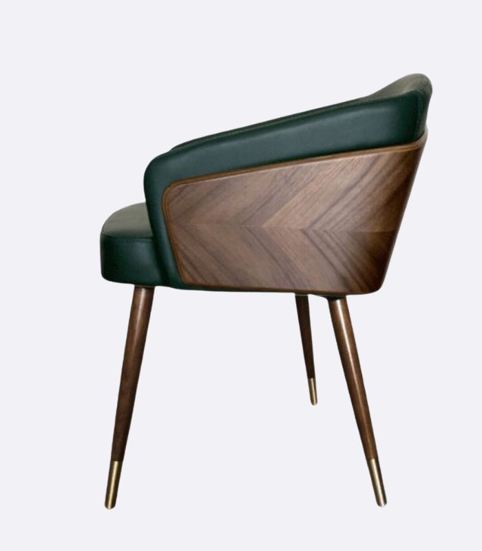 Modern Wood & Leather Dining Armchair 70cm