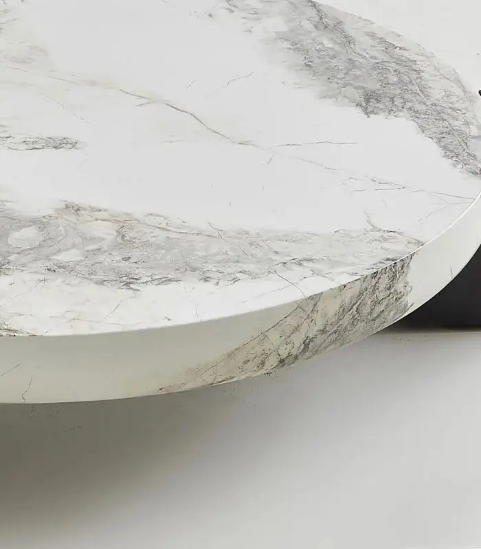 Round Marble Coffee Table 110 cm Marble and Aswood