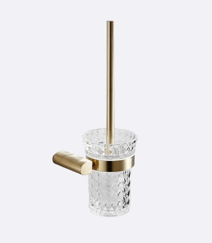 Wall Mounted Toilet Brush Holder Set Stainless Steel Brushed Gold