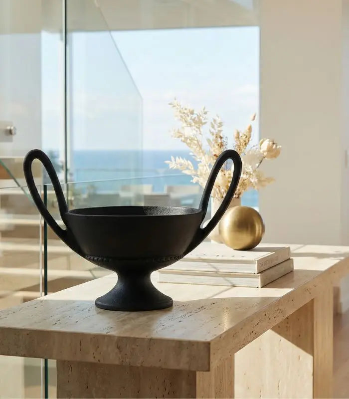 Dual-Handle Fruit Bowl – Classical Amphora Design Resin