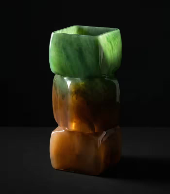Handcrafted Stacked Glass Vase – Gradient Ombre Design 30 cm