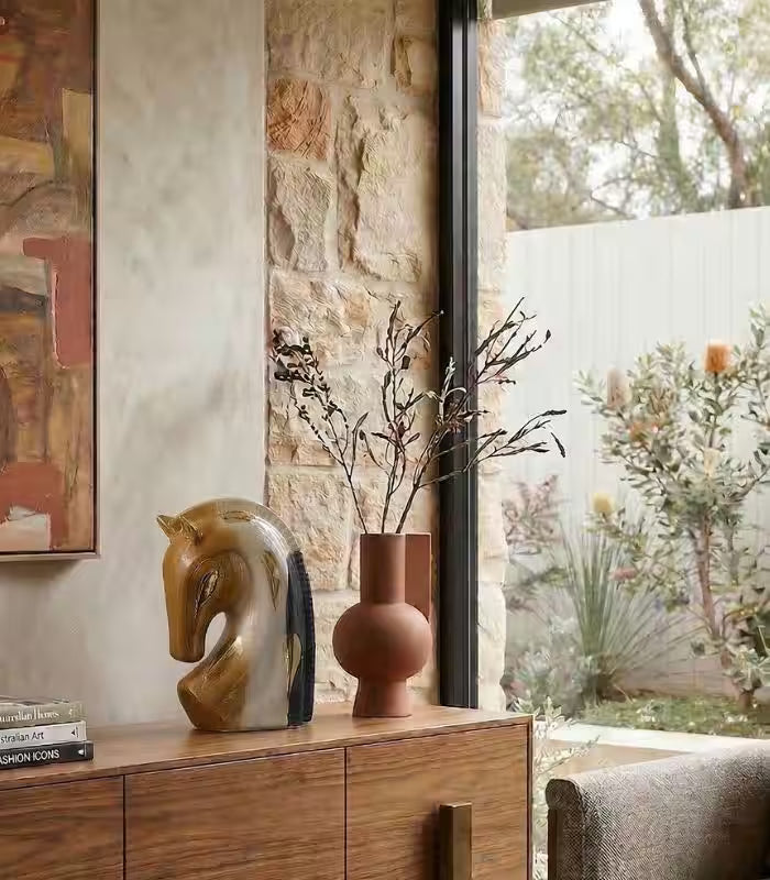 Elegant Porcelain Horse Bust Sculpture with Crackle Glaze –  27 cm