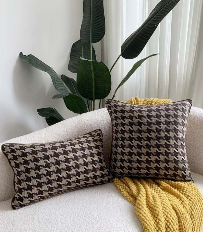 Houndstooth Cushion Cover Pillow Case Woven