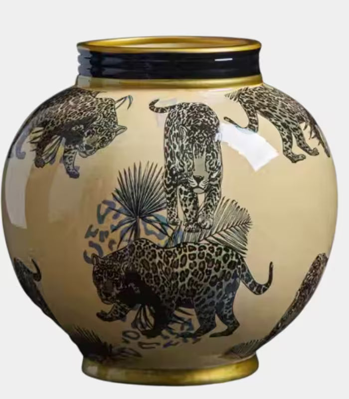 Handcrafted Porcelain Vase Safari Style 26 cm