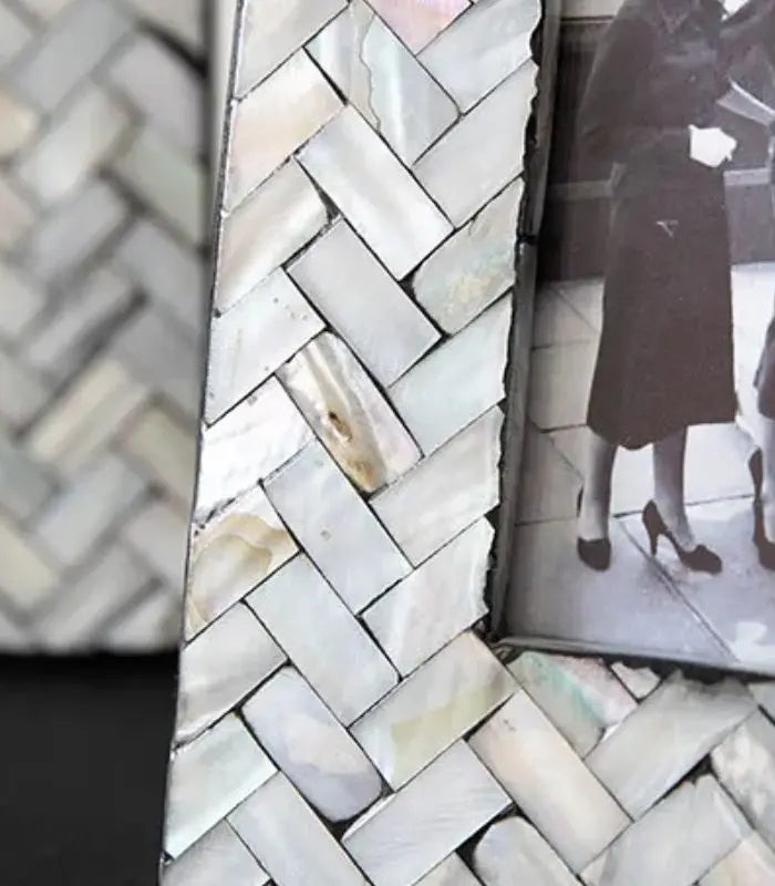 Harbour Photo Frame – Natural Shell Herringbone Design