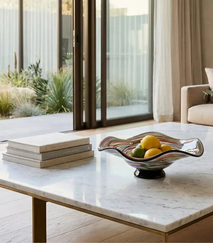 Aveline Multicolour Glass Bowl – Handblown Artisan Design 35 cm (13.78 in)