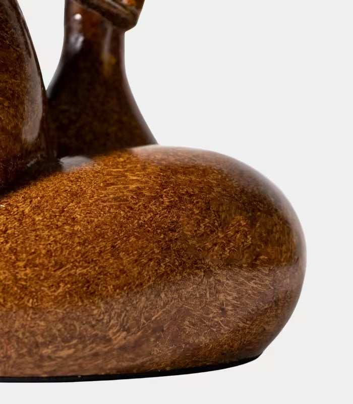 Delphine Resin Abstract Figure Sculpture | Seated Decorative Statue in Caramel Brown 22 cm / 8.7 in