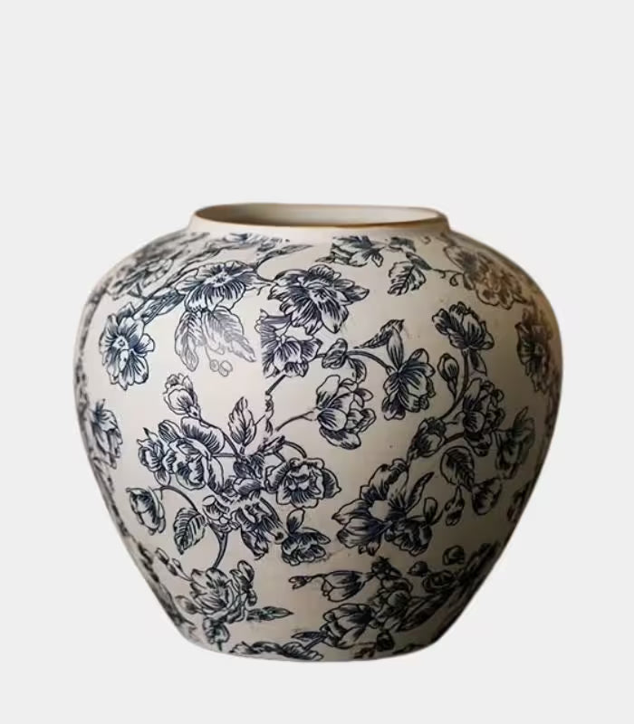 Blue Willow Vintage Style Ceramic Vase - Traditional Floral Collection