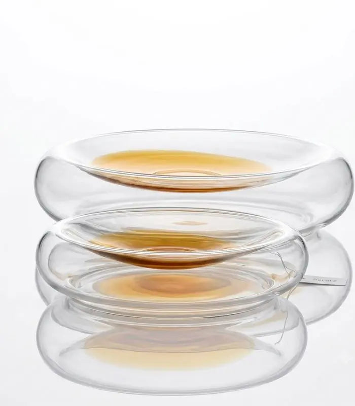 Solstice Handcrafted Glass Bowl – Amber and Clear Two-Tone Decorative Bowl
