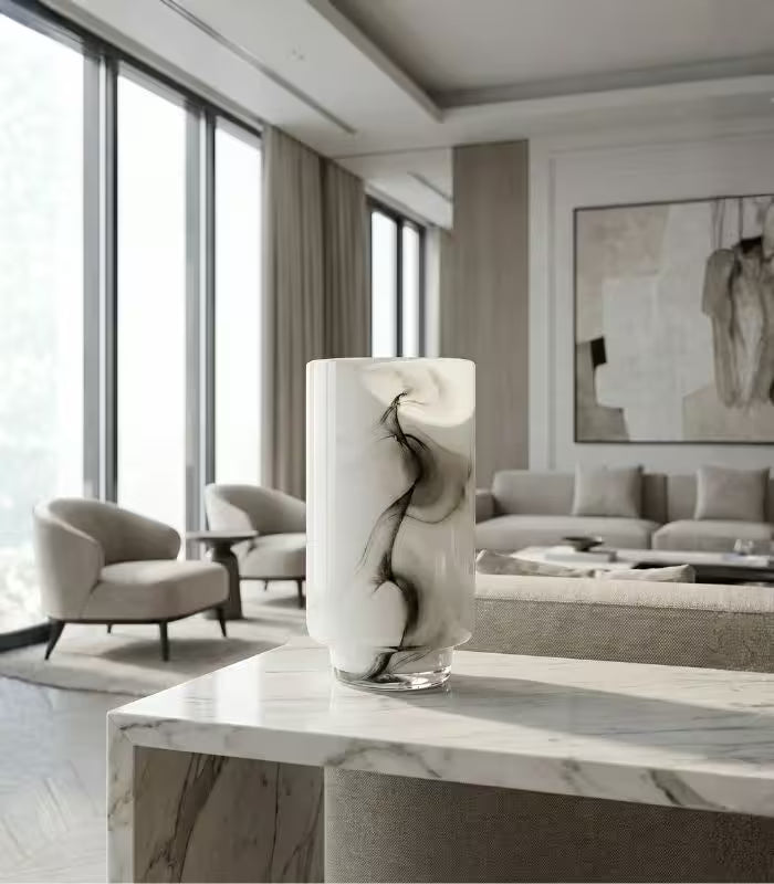 Petra Swirl Glass Vase – Handcrafted Design Marble Glass