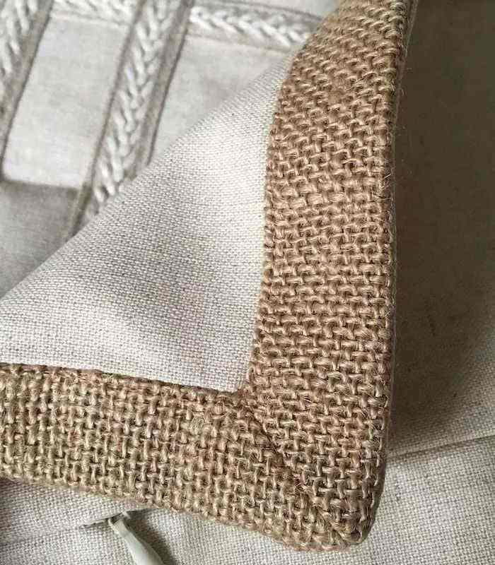 Cushion Cover with Geometric Embroidery Jute Heming 50cm Cotton and Linen