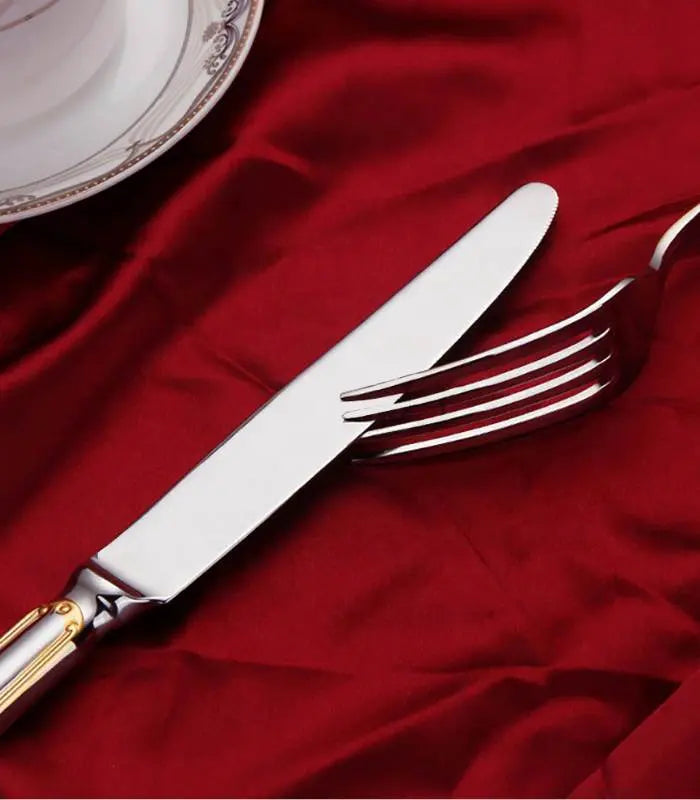 24-Pcs Set Stainless Steel Cutlery Set Rafaello Gold & Silver Flatware for 6 People