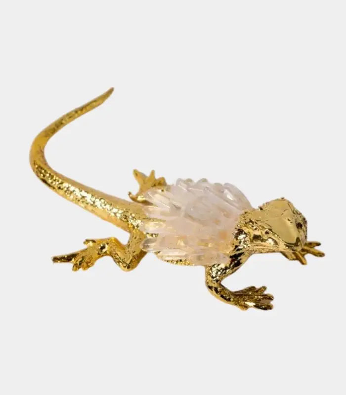 Metal Gold Lizard Decorative Sculpture Statue Crystal Lizard 18 cm
