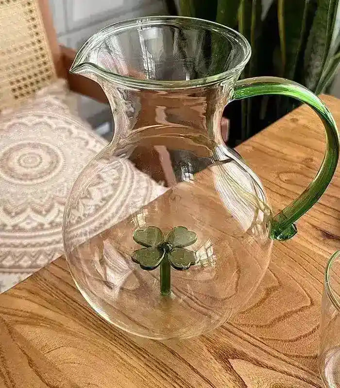3 pcs Clover Water Pitcher and Tumblers Set Glass