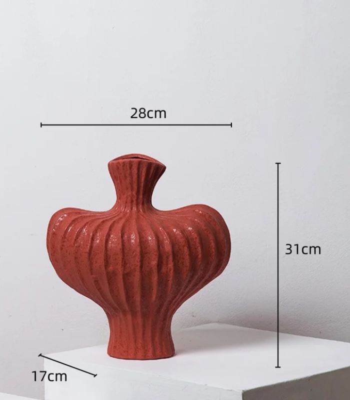 Red Table Vase Handmade