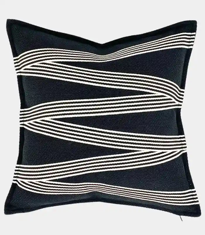 Modern Black & White Striped Cushion Cover Collection Indoor/Outdoor 45x45 cm (18x18in)