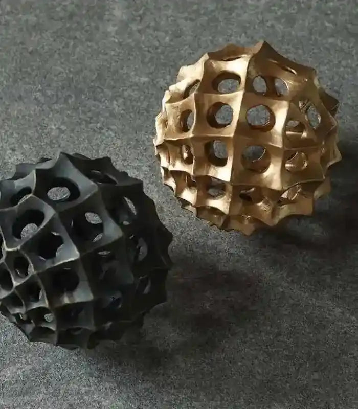 Decorative Ornament Sphere Sculpture Metal 15 cm