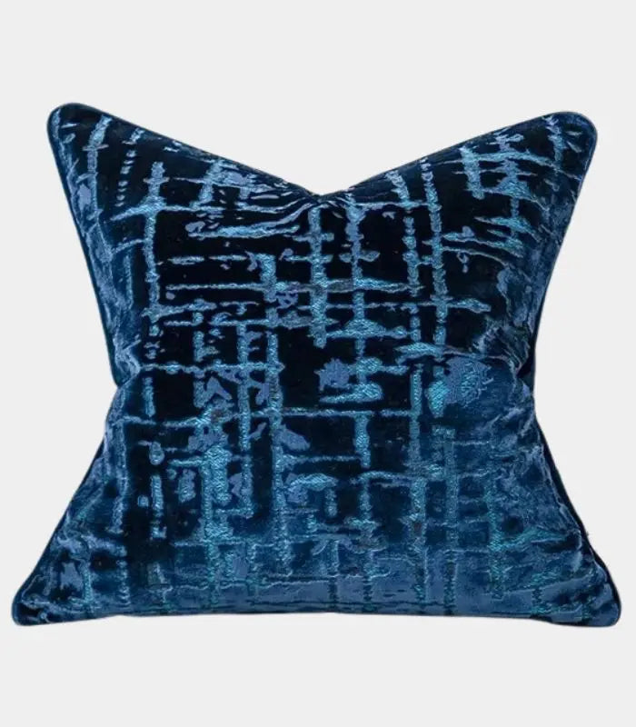 Velvet Floral Garden Cushion Cover Velvet Embroidery Blue