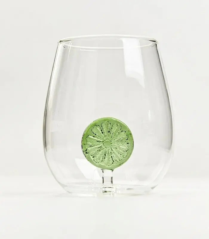 Set 2 Pieces Citrus Glass Tumbler Set – Handcrafted with Fruit Slice Design 350 ml