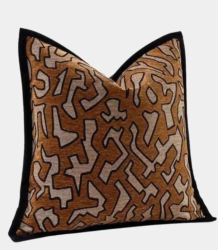 Geometric Tribal Chenille Cushion Cover Brown
