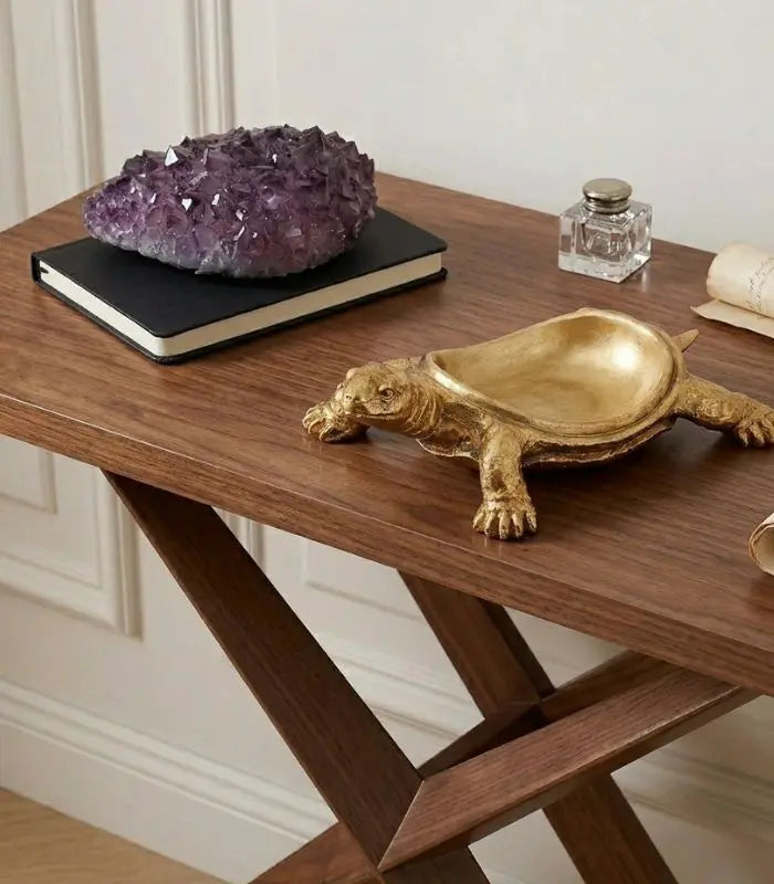 The Geode Turtle Trinket Box – Gold Resin Decorative Jewellery Storage 27 cm